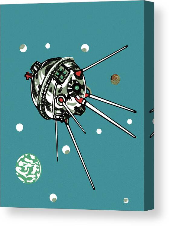 Android Canvas Print featuring the drawing Satellite in Outer Space by CSA Images