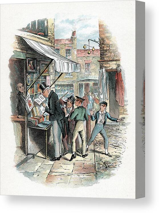 Stealing Canvas Print featuring the drawing Scene From Oliver Twist By Charles by Print Collector