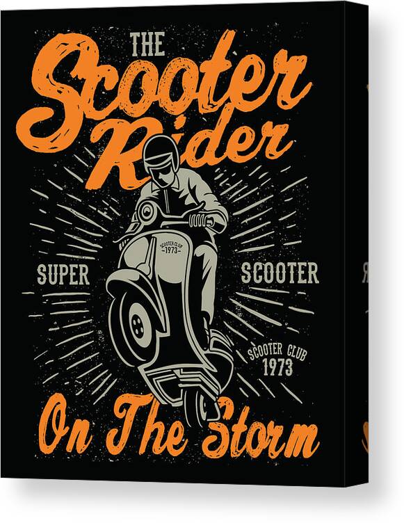Scooter Canvas Print featuring the digital art Scooter Rider by Long Shot