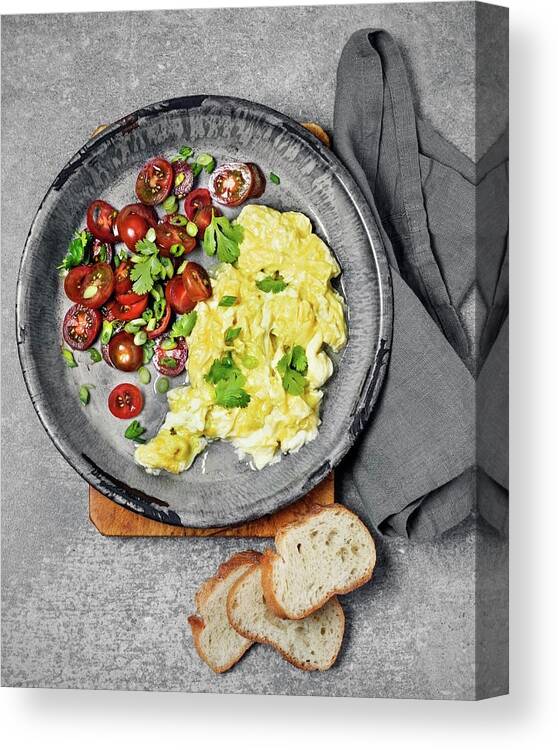 Napkin Canvas Print featuring the photograph Scrambled Eggs by Claudia Totir