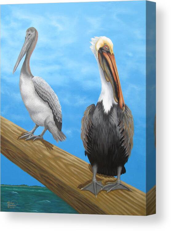Bird Canvas Print featuring the painting Senford and Son by Adrienne Dye