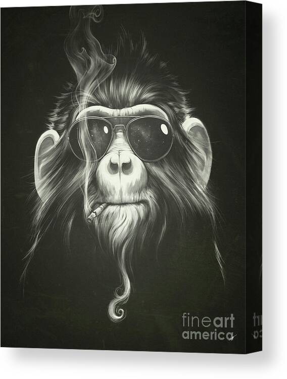 Ape Canvas Print featuring the digital art Senor Smoke by Lukas Brezak