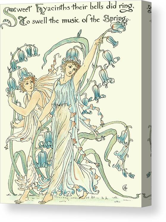 Children's Canvas Print featuring the painting Shakespeare's Garden II (hyacinth) by Walter Crane