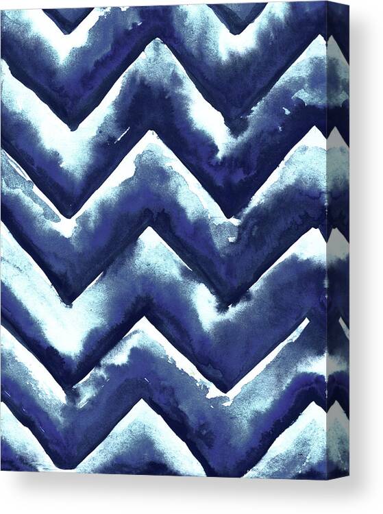 Shibori Canvas Print featuring the mixed media Shibori Zig Zag by Elizabeth Medley