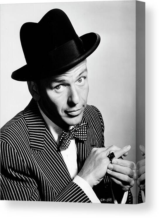 Black And White Canvas Print featuring the photograph Sinatra Portrait by Michael Ochs Archives