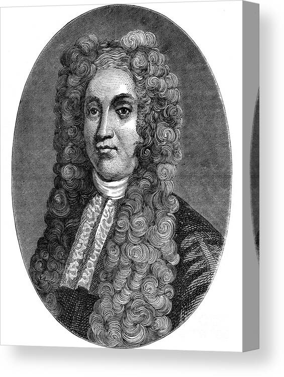 Engraving Canvas Print featuring the drawing Sir Hans Sloane, English Physician by Print Collector