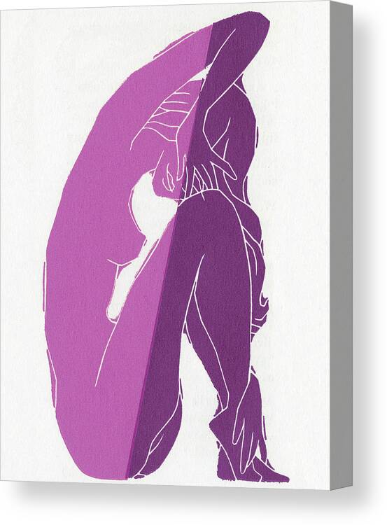 Abstract Canvas Print featuring the drawing Sitting Woman by CSA Images