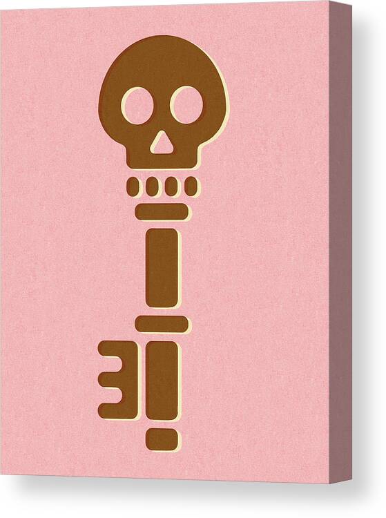 Campy Canvas Print featuring the drawing Skeleton Key on Pink Background by CSA Images