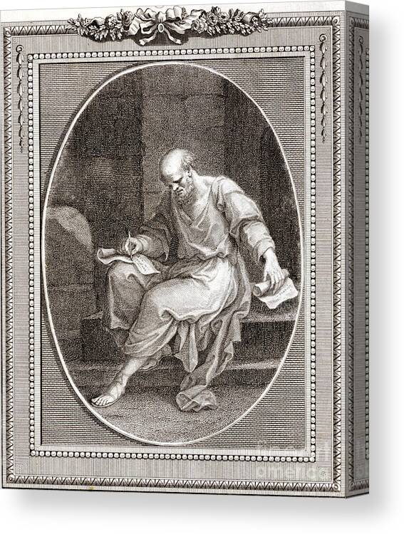 Poetry- Literature Canvas Print featuring the photograph Socrates Writes Hymndeath Sentenceengr by Bettmann