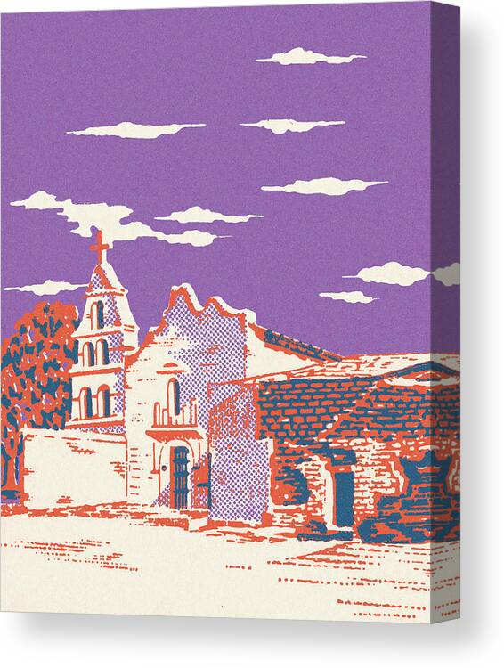 Architecture Canvas Print featuring the drawing Spanish Mission Architecture by CSA Images