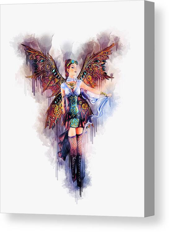 Fantasy Canvas Print featuring the digital art Steampunk Gothic Angel by Ian Mitchell