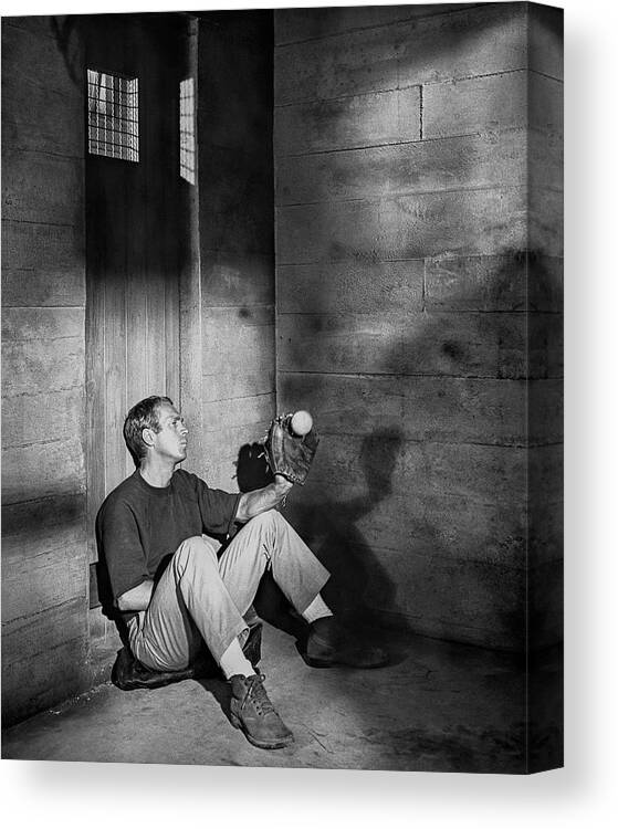 1963 Canvas Print featuring the photograph Steve Mcqueen In The Great Escape by Lothar Winkler