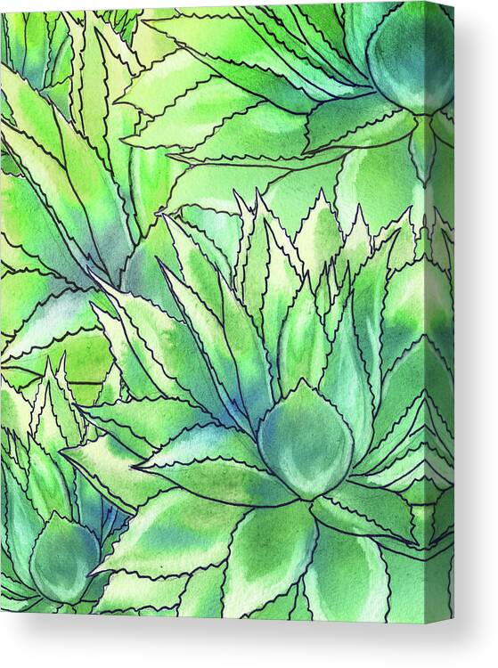 Succulent Canvas Print featuring the painting Succulent Garden Watercolor Composition II by Irina Sztukowski