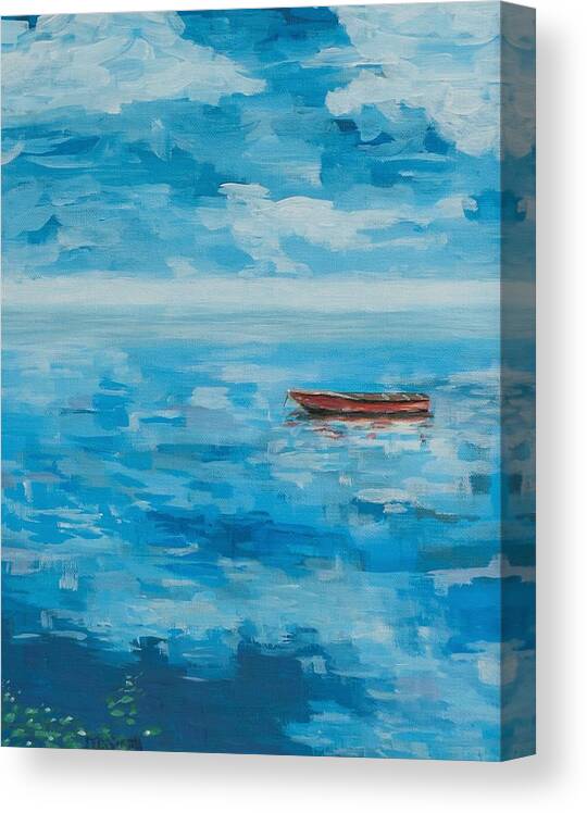 Boat Canvas Print featuring the painting Summer Float by Deborah Smith