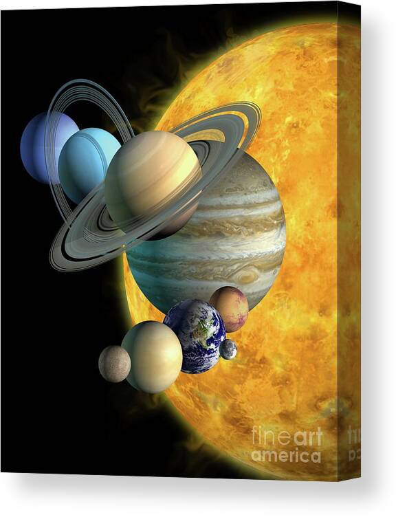 Sun Canvas Print featuring the photograph Sun And Its Planets by Tim Brown/science Photo Library
