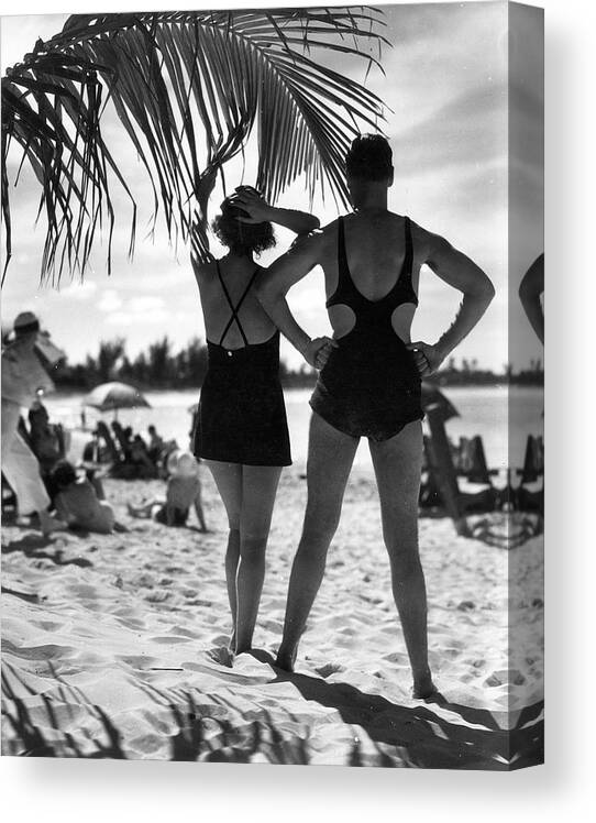 People Canvas Print featuring the photograph Sunbathing, Bermuda by The New York Historical Society