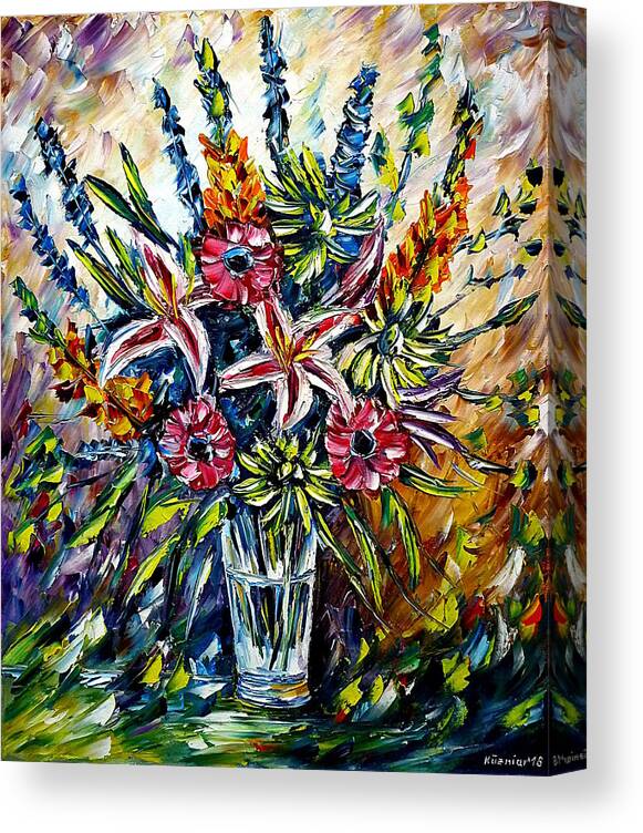 Flower Love Canvas Print featuring the painting Sunday Flowers by Mirek Kuzniar
