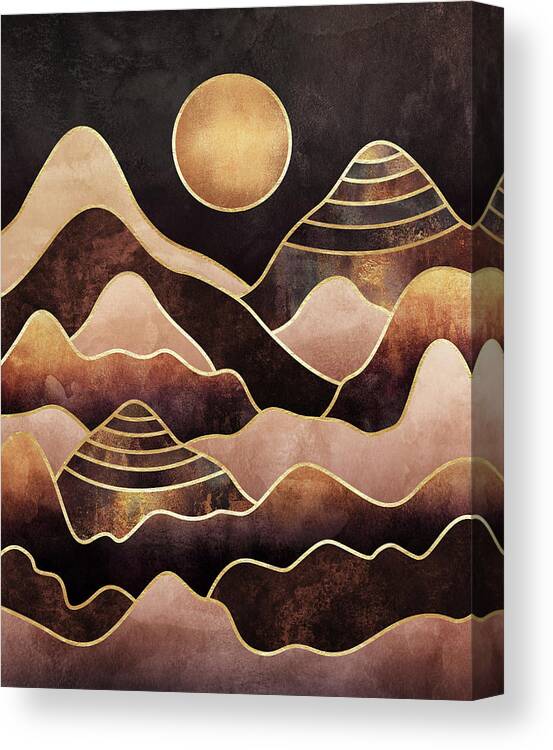 Graphic Canvas Print featuring the digital art Sunkissed Mountains by Elisabeth Fredriksson