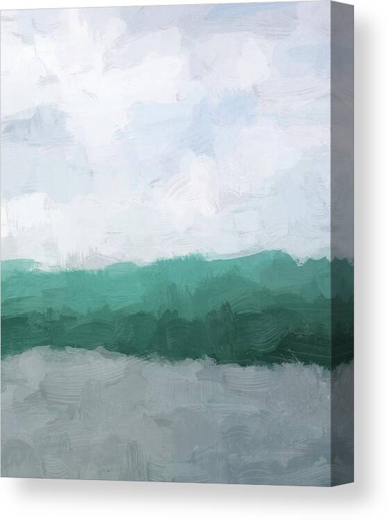 Turquoise Teal Canvas Print featuring the painting Surfs Up by Rachel Elise