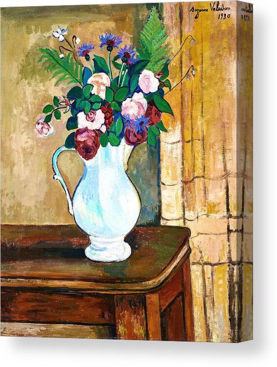 Flowers Canvas Print featuring the photograph Suzanne Valadon - Bouquet Of Roses by Steeve. E. Flowers.