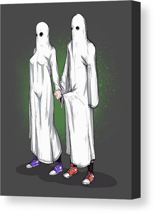 Ghost Canvas Print featuring the drawing Teenage Ghosts by Ludwig Van Bacon