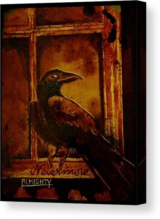 Ryanalmighty Canvas Print featuring the painting Th Raven - Nevermore by Ryan Almighty