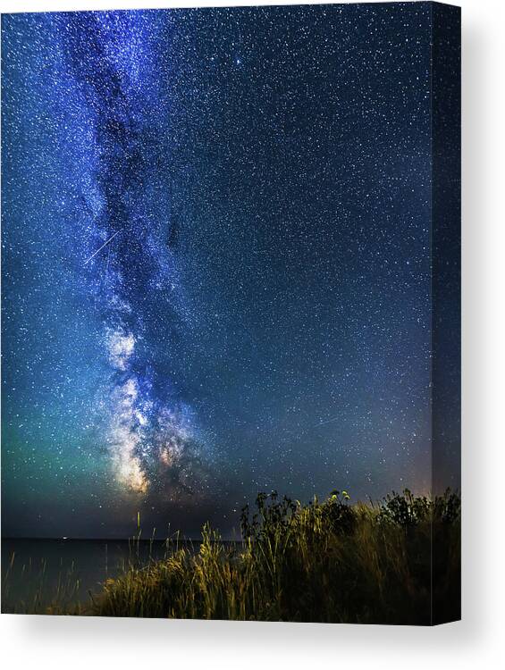 Tranquility Canvas Print featuring the photograph The Blue Milky Way Galaxy Over The Sea by Property Of Chad Powell