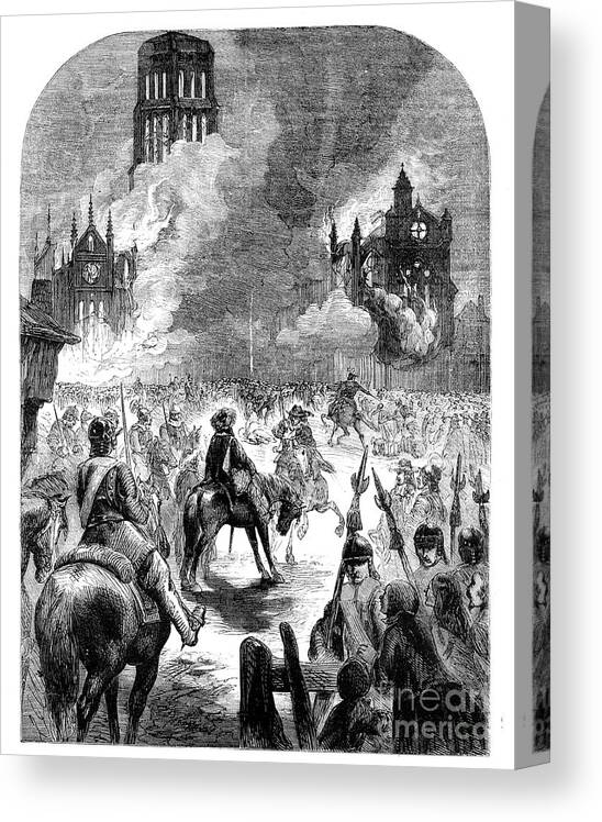 Event Canvas Print featuring the drawing The Burning Of St Pauls Cathedral by Print Collector
