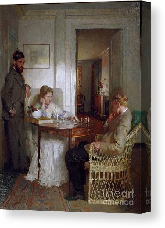 Oil Painting Canvas Print featuring the drawing The Chess Players by Heritage Images