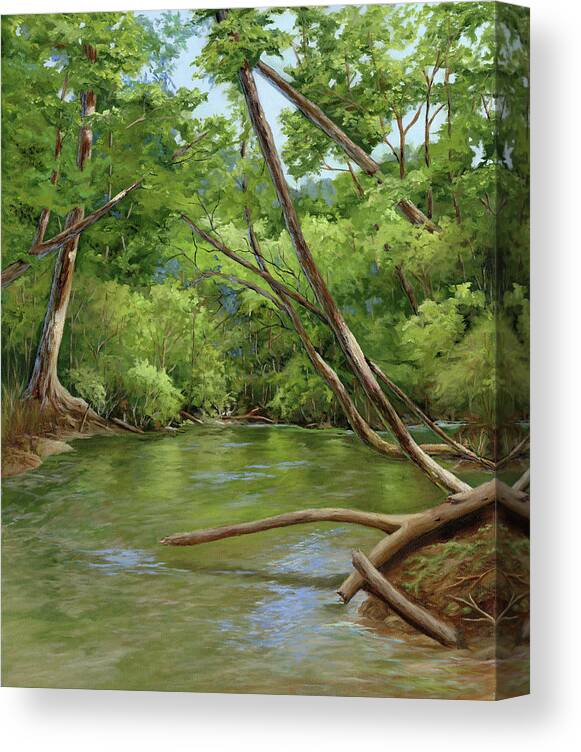 Trees Canvas Print featuring the painting The Fallen Tree by Donna Tucker