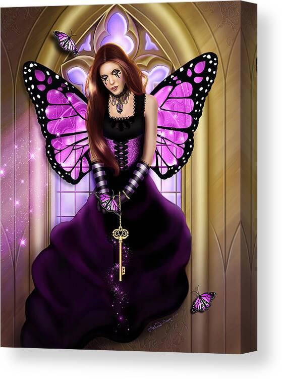 Goth Fairy Canvas Print featuring the digital art The Key by Melissa Dawn