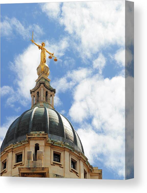 Statue Canvas Print featuring the photograph The Old Bailey, Central Criminal Court by Peter Dazeley