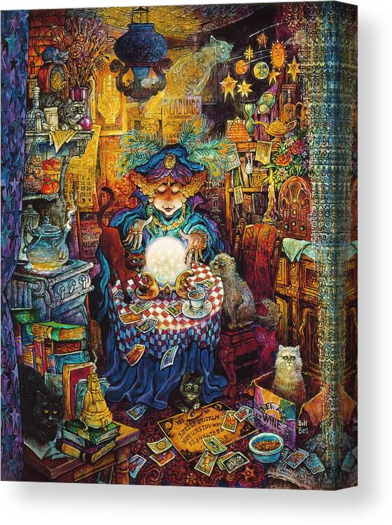 The Psychic Canvas Print featuring the painting The Psychic by Bill Bell