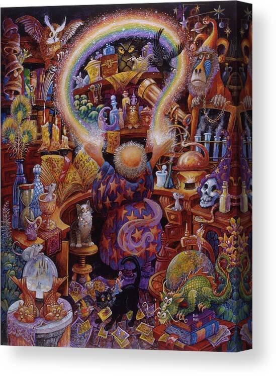 The Rainbow Wizard Canvas Print featuring the painting The Rainbow Wizard (revised) by Bill Bell