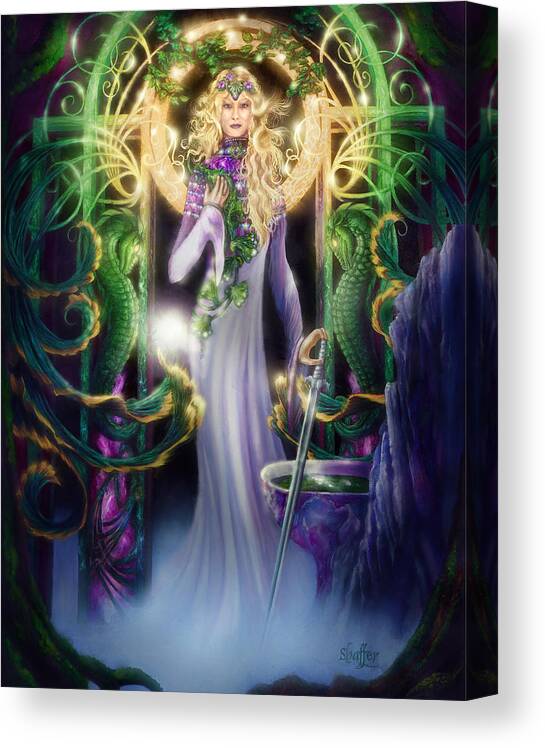 Mythology Canvas Print featuring the mixed media The Return of Ithwenor by Curtiss Shaffer