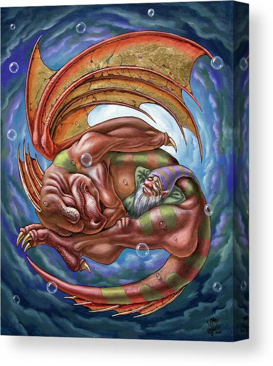 Painting Canvas Print featuring the painting The Second dream of a celestial dragon by Victor Molev