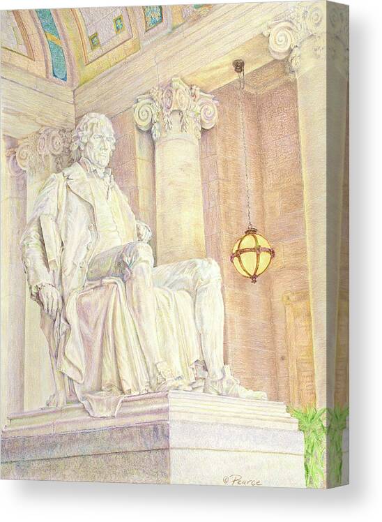 Portrait Canvas Print featuring the drawing Thomas Jefferson Statue by Edward Pearce