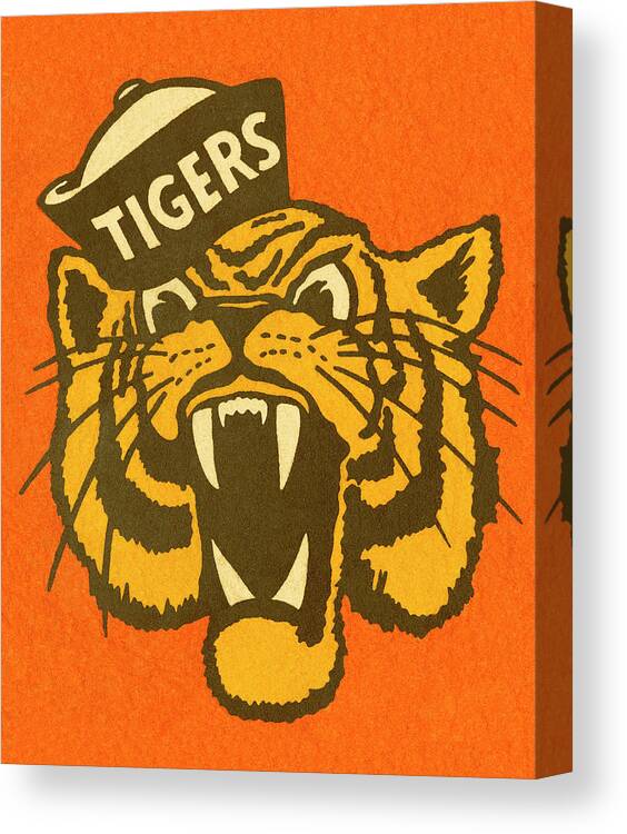 Accessories Canvas Print featuring the drawing Tiger Wearing 'Tigers' Hat by CSA Images