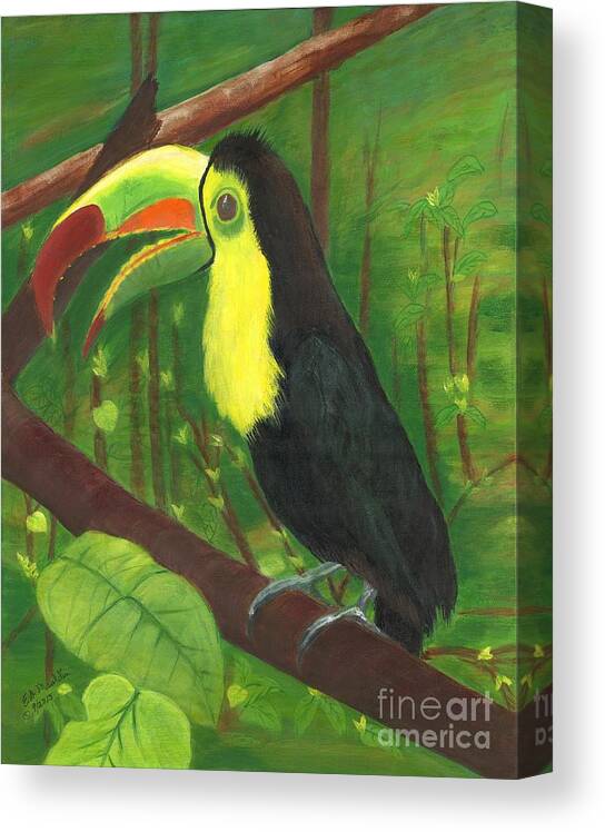 Toucan Canvas Print featuring the painting Toot Toot Toucan by Elizabeth Mauldin