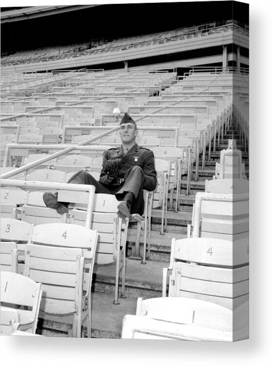 American League Baseball Canvas Print featuring the photograph Tug Mcgraw, A Marine Reservist Now by New York Daily News Archive