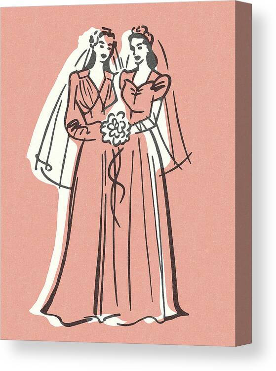 Adult Canvas Print featuring the drawing Two Brides by CSA Images