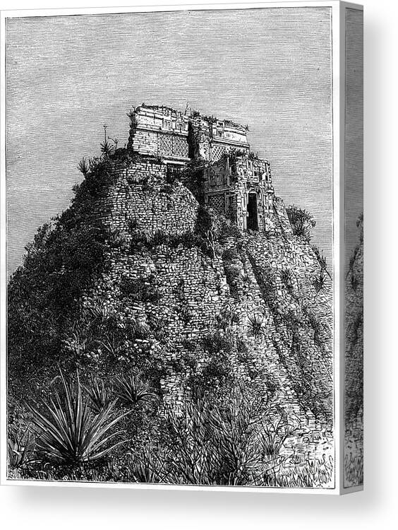 Engraving Canvas Print featuring the drawing Uxmal, Pre-columbian Ruined City by Print Collector