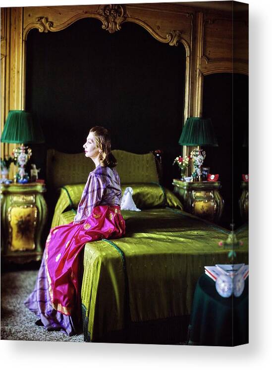 Fashion Canvas Print featuring the photograph Valentina In Her Bedroom by Horst P. Horst