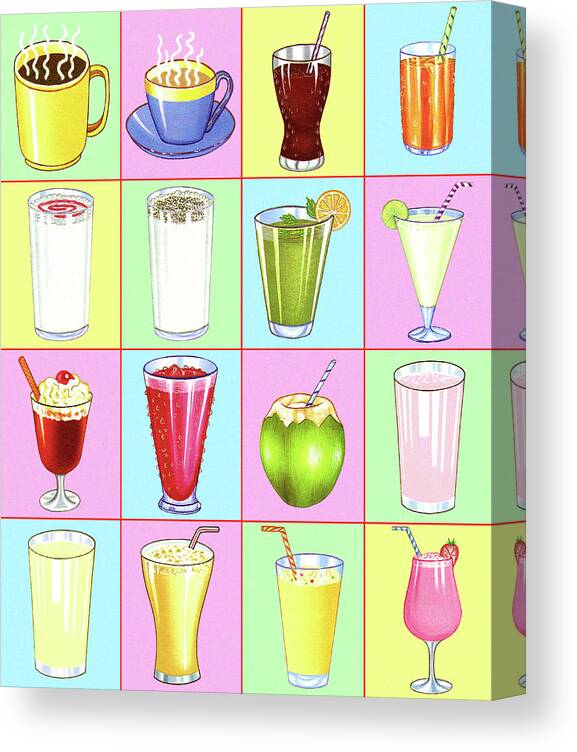 Alcohol Canvas Print featuring the drawing Variety of Beverages by CSA Images