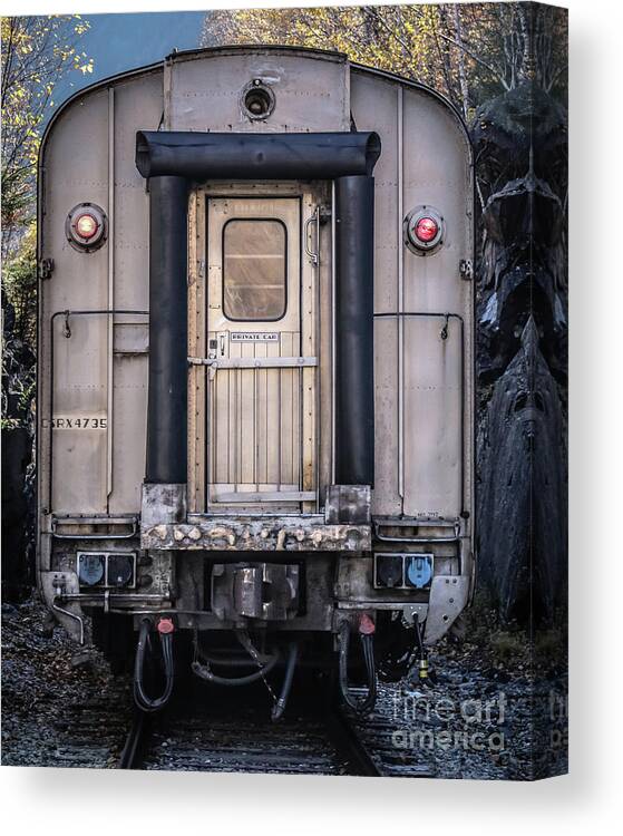 Train Canvas Print featuring the photograph Vintage Passenger Car Conway Scene Railroad by Edward Fielding