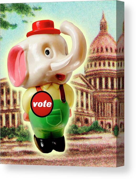America Canvas Print featuring the drawing Vote Elephant by CSA Images