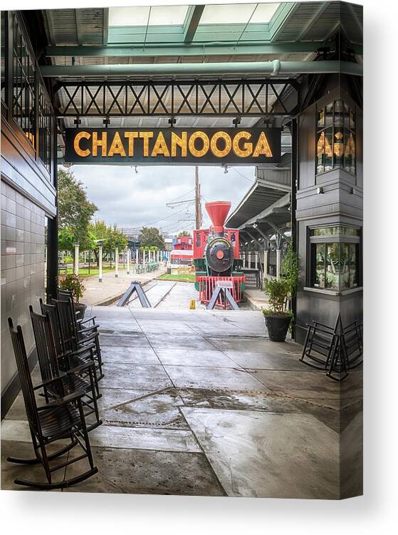 Train Canvas Print featuring the photograph Waiting at the Station by Susan Rissi Tregoning