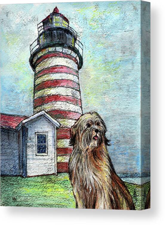 West Quoddy Head Canvas Print featuring the mixed media West Quoddy Head by AnneMarie Welsh