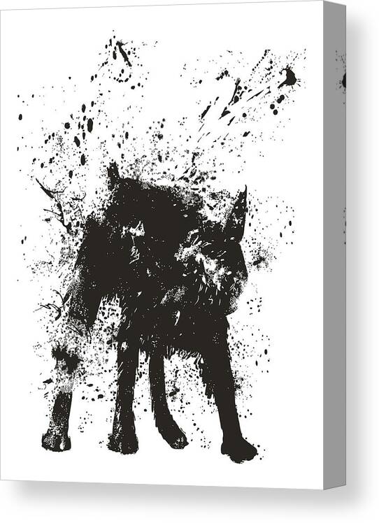 Dog Canvas Print featuring the painting Wet dog by Balazs Solti