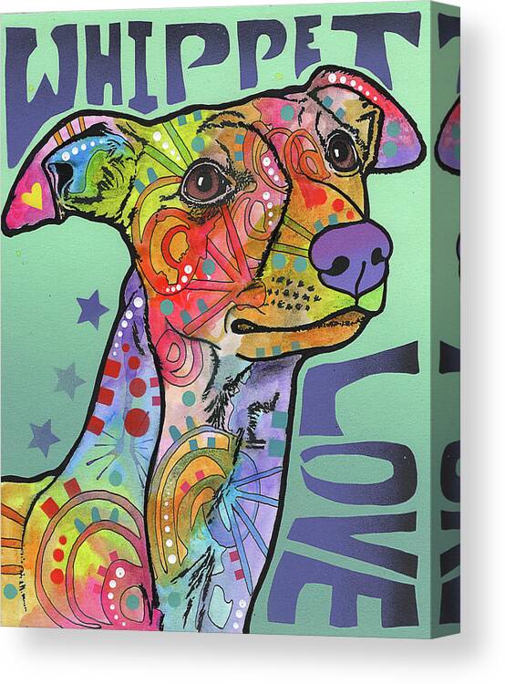Whippet Love Canvas Print featuring the mixed media Whippet Love by Dean Russo